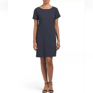 THEORY Spring Linen Blue Navy Caliver Lace Back Raglan Dress Size 6 Retail$275